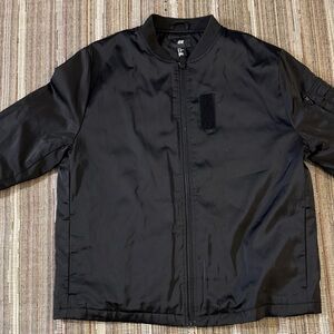 H&M Men's Black Bomber Jacket with Zip Front